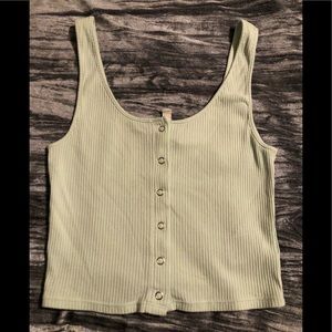 H&M Mint Colored Ribbed Button Tank Size Small